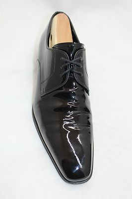 Mens Magnanni Dante Plain Toe Derby Dress Shoes Black Patent  display picture 1