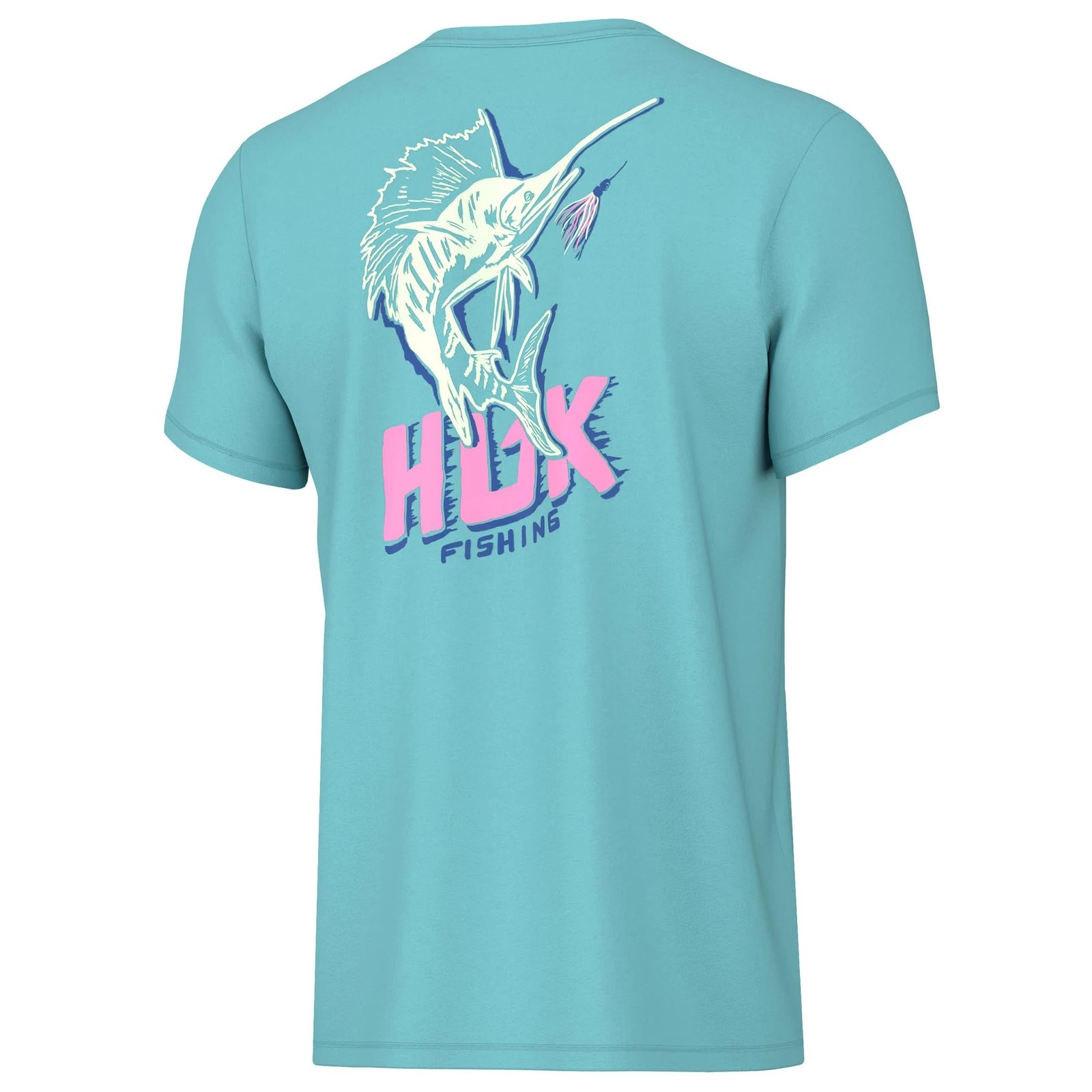 HUK Boys Short Sleeve Performance Tee, Kids Large, Sail Bones - Marine Blue