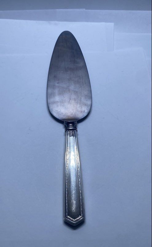 Wallace Sterling Silver Handle Cake Pie Server 10.25" Stainless Blade Monogram