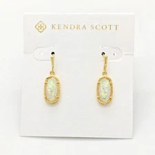 New Kendra Scott Lee Gold Drop Earrings In White Opal