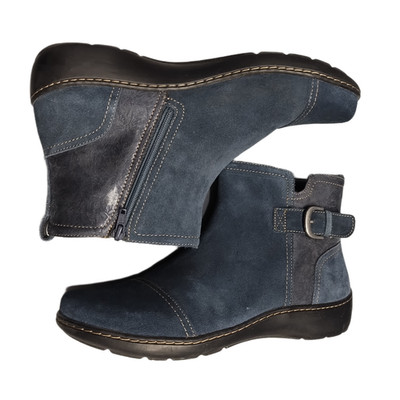 Clarks Collection Cora Marigold Ankle Boots Womens US 9.5 Blue Ultimate Comfort