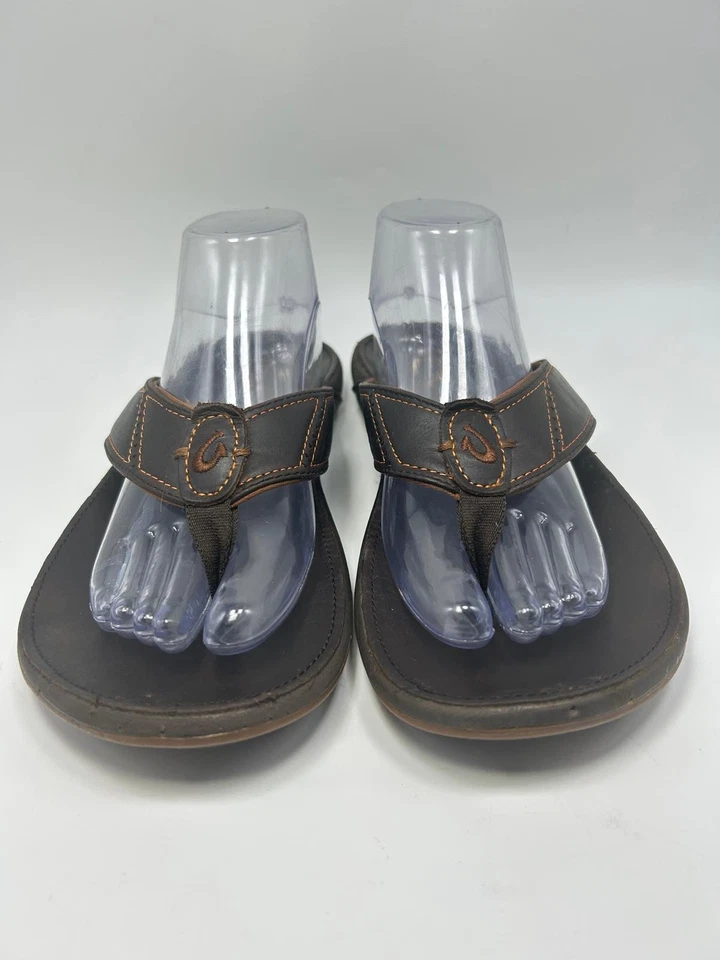 Sandalias chanclas Olukai Nui marrón java oscuro para hombre talla 10 ¡En excelente estado, ver! Beach Fishin Foto 2 de 4