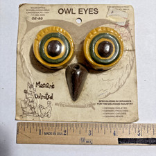 Vintage Macrame Beads, Ceramic Owl Eyes, Macrame Unlimited, NOS, NIP