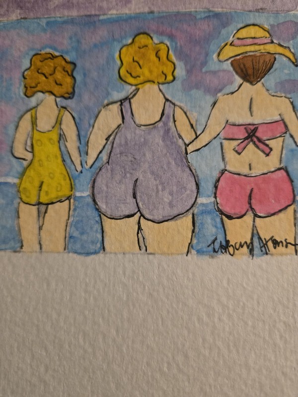 Aceo Original Watercolor Painting "Beach Bums"