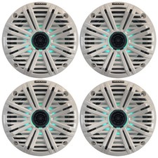 4x Kicker 6.5" Marine Speakers with RGB Lighting White Grilles Bulk Packaging