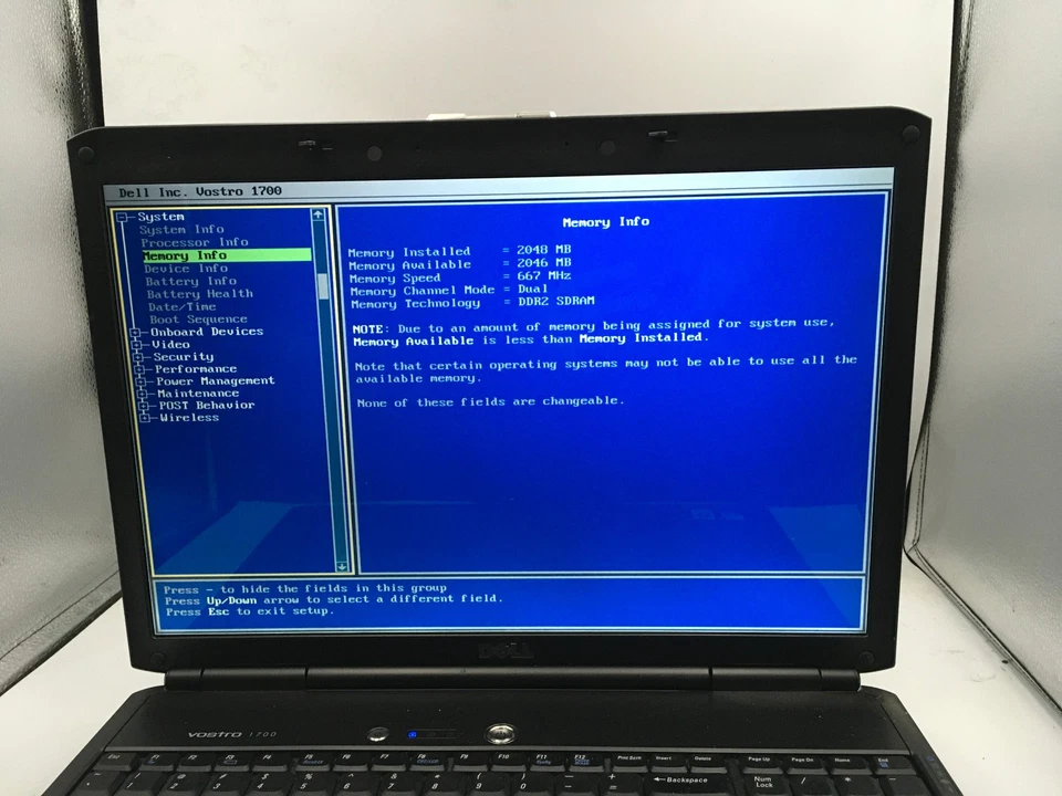 DELL VOSTRO 1700 - BOOTS TO BIOS - INTEL CORE 2 DUO - 2GB RAM - 17" - READ - BB - Image 2 of 4