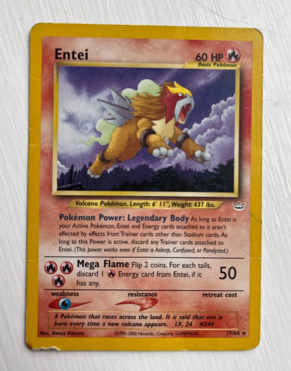 Entei 17/64 Neo Revelation Non-Holo Rare Pokemon Card - MP