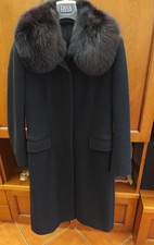 Cappotto CASHMERE 100% donna 42 collo Pelliccia Rimovibile 