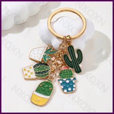 Cartoon Cactus Potted Plant Enamel Keychain Love Natural Creature Key Ring Good