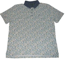 William Murray Polo Shirt Mens XL White Green Golf Floral Cocktail Geometric