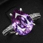 925 Sterling Silver White Gold Rings Exquisite Lavender Violet Sapphire 4.25Ct