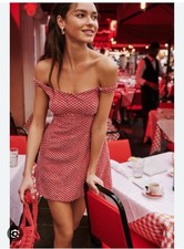 NWOT $128 Free People Berry Kiss Eyelet Off the Shoulder Minidress Red  M