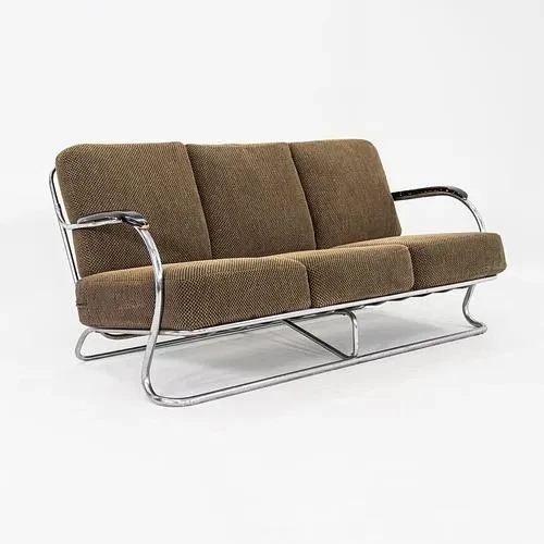 1940s Kem Weber for Lloyd SD-17-C Three Seat Tubular Steel Sofa in Green Fabric
Opens in a new windo