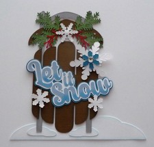 Premade Paper Piecing for Scrapbooking Pages, Title, Let it Snow, Sled, Winter