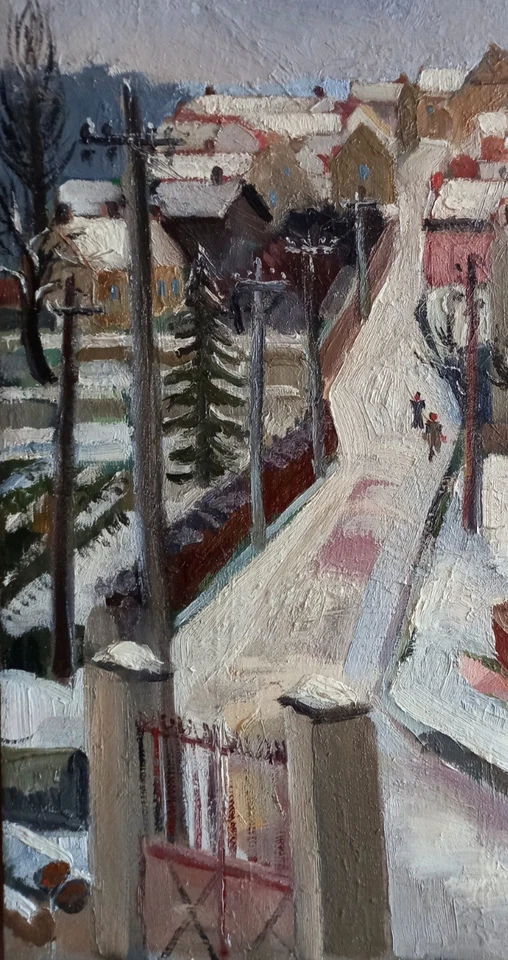 paysage Neige huile Yvonne Blanchon Vers 1930 Goût Utrillo Post Impressionniste - Photo 2/4