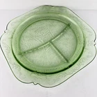 Vtg Divided Green Uranium Depression Federal Glass Madrid Grilling Dinner Plate