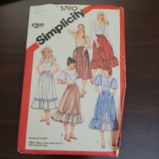 Simplicity 5790 Vintage 1982 Skirt Petticoat Sewing Pattern Waist 28 Boho