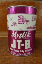 Vintage Mystik JT-8 Motor Oil One Quart Oil Can Cato Oil & Grease Co Oklahoma