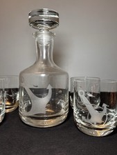 Nautical Anchor Glass Decanter Set with 4 Whiskey Rocks Glasses Maritime Barware