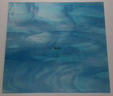 3116.30 CLEAR, TURQUOISE, WHITE STREAKY 5" x 5" BULLSEYE 3mm THICK GLASS 90 COE