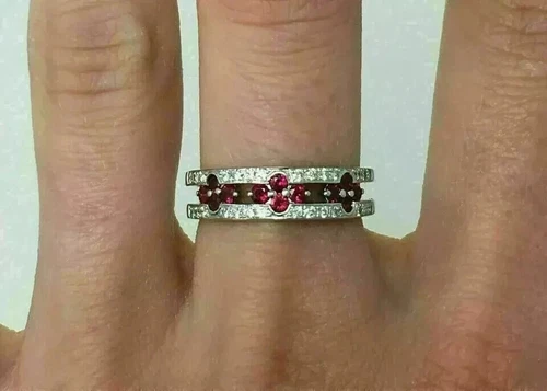2Ct Round Lab-Created Pink Ruby Women's Wedding Ring 14k White Gold plated