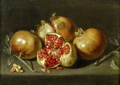 Oil painting Antonio_Ponce_De_Santa_Cruz-Grenades fruit pomegranate