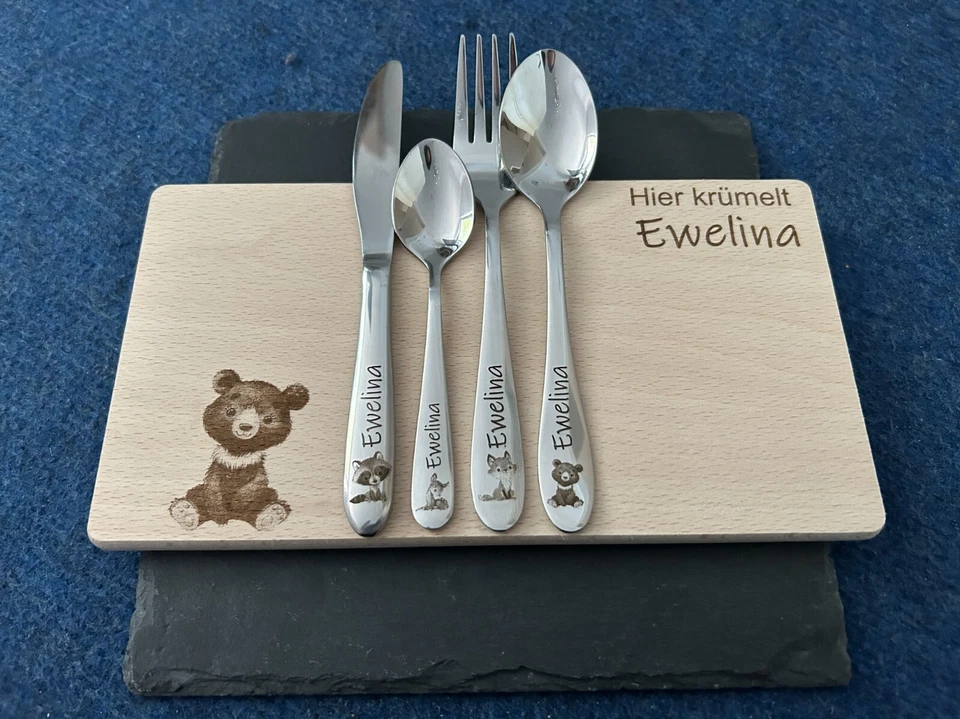 Kinderbesteck mit Gravur / Waldtiere / Personalisiert mit Namen / Geschenkidee - Bild 2 von 4