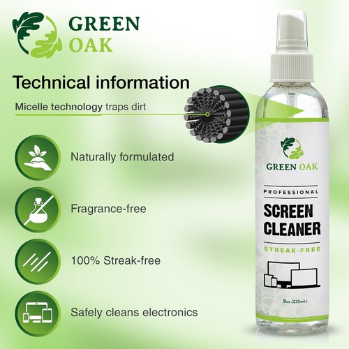Bildschirmreiniger - Grüne Eiche Premium Siebreiniger Spray (8oz 2er-Pack) - Bild 2 von 8