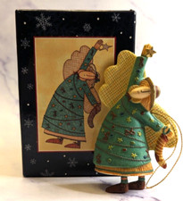 Lang Ornaments Sue Dreamer Ceramic Angel w/ Green Sweater Christmas Ornament