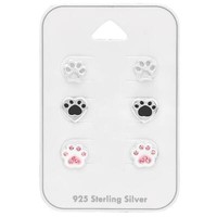 Pfotenabdruck Kinder Schmuckset 925 Silber FüR MäDchen Ohrstecker Schmuck