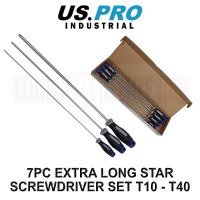 US PRO INDUSTRIAL Tools Set cacciaviti torx stella extra lunga 7 pezzi T10 - T40 4615