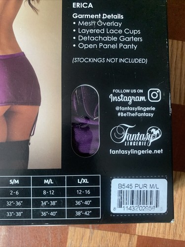 Fantasy Lingerie Tease Erica Bralette & Skirted Crotchless Panty Purple New - Picture 8 of 12