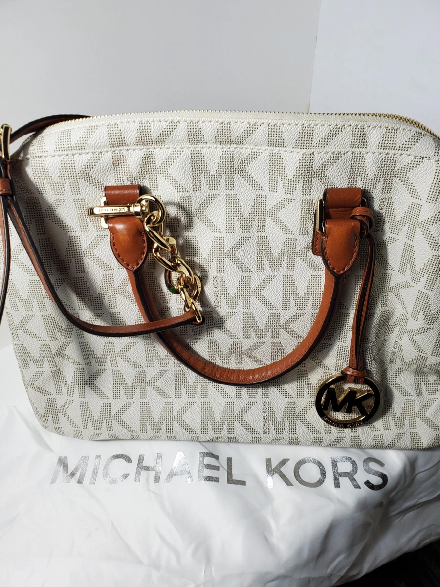 Michael Kors Jet Set Logo Vanilla Acorn Done Purse Shoulder Bag W Strap