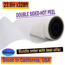 BULK 3 Rolls 24" x 328 FT DTF Transfer Pet Film - Double Sided Warm Peel