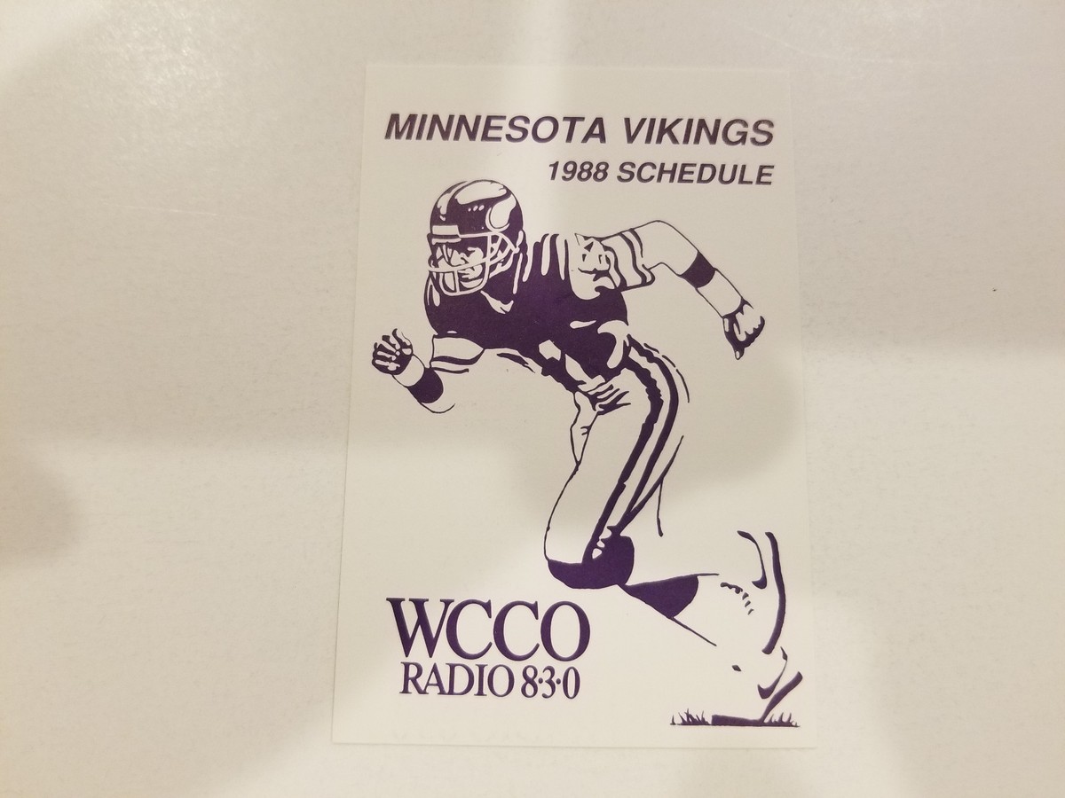 Minnesota Vikings 1988 NFL Football Pocket Schedule WCCO Radio