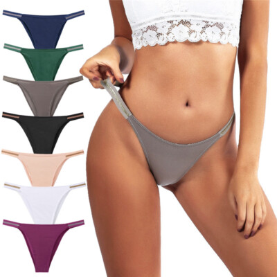 7pcs/set Sexy Ice Silk T Back Panties Women's Low Waist Buttock Lifting G String