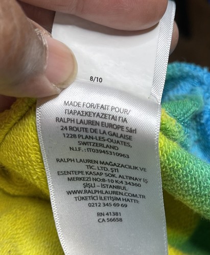 Polo by Ralph Lauren kids unisex pullover rainbow 8/10 tie dye hoodie - Picture 7 of 11