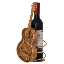 NEW Vintiquewise Decorative Metal Guitar Shape Wine Bottle and Cork Holder