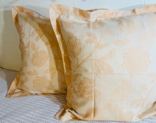 Martha Stewart Collection 2 Euro Pillow Shams Peach Floral Jacquard 100% Cotton - Picture 6 of 16