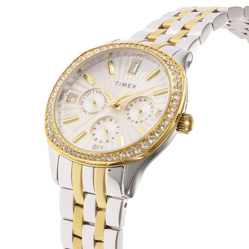 [Timex] Orologio ARIANA ottone quarzo 36 mm marca TW2W17900 argento/oro - Immagine 2 di 4
