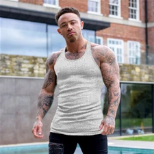 Bodybuilding gym sports vest muscular men loose sleeveless shirt