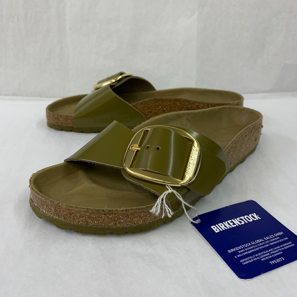 【新品】BIRKENSTOCK Madrid 26cm Madrid Big Buckle Natural Leather Patent in High-Shine Light