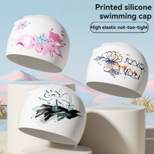 Anti-slip Silicone Women's Waterproof Large Fashion Flower Printing Swimming Cap