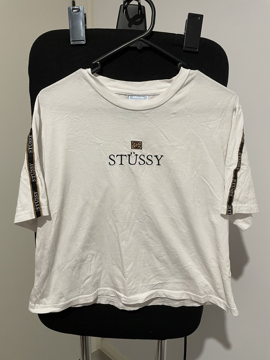 トップス Stussy crop tshirt Stussy Womens White Cropped T Shirt Top Size 8 | eBay UK