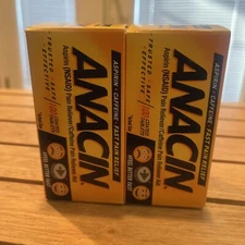 (2) Anacin Aspirin 400mg Caffeine 32mg Fast Pain Relief 100 Tablets  EXP 2/24