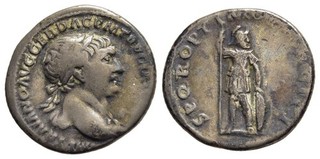 FITZ ROMA ARGENTO DENARIO TRAIANO IMPERATORE MARTE SCUDO LANCIA @GJL1716