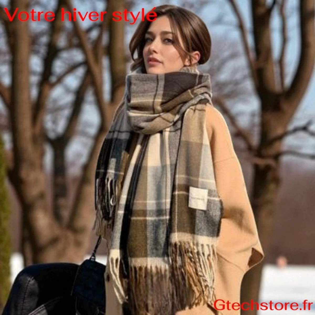 Châle Noir à Franges IKKS Femme - Très Bon état