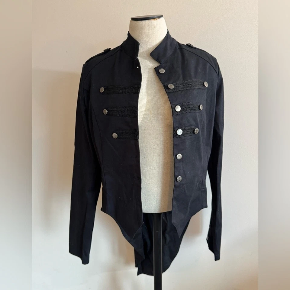 LIP SERVICE Vintage Negro Sgt Pimienta Militar Abrigo Gótico Punk Chaqueta XL NUEVO SIN ETIQUETAS Foto 4 de 4