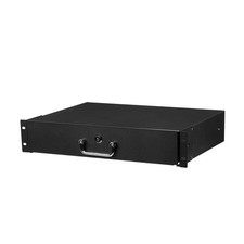 Black 2U rackmount drawer 17.3" L x 12.2" D x 3.3" for Cabinet w Lock and Key