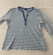 Chaps Shirt Mens Large Blue White Striped Lon...